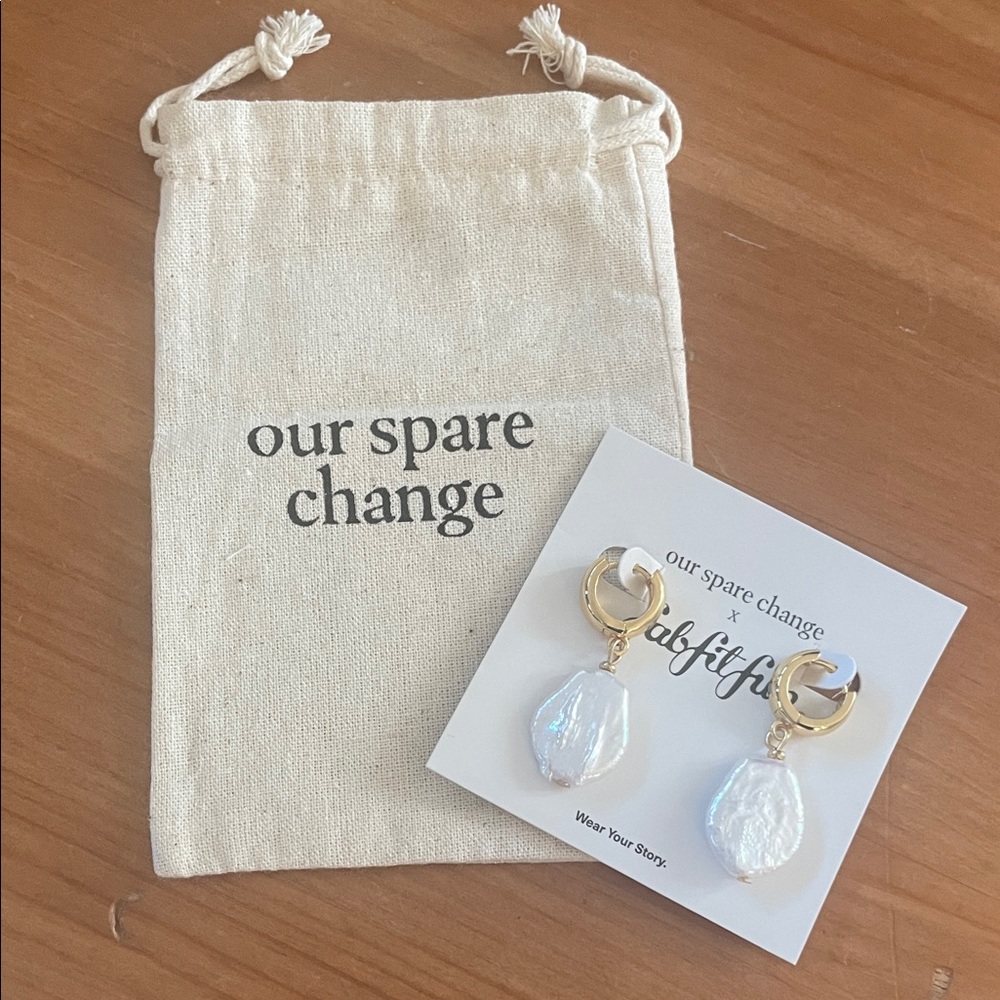 Our Spare Change x Abffif Gold and White Earrings